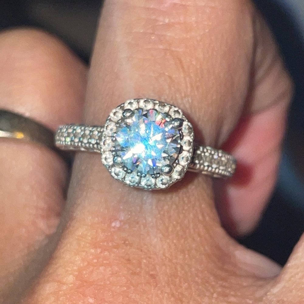 925 silver 1.60ct white moissanite ring sz 6